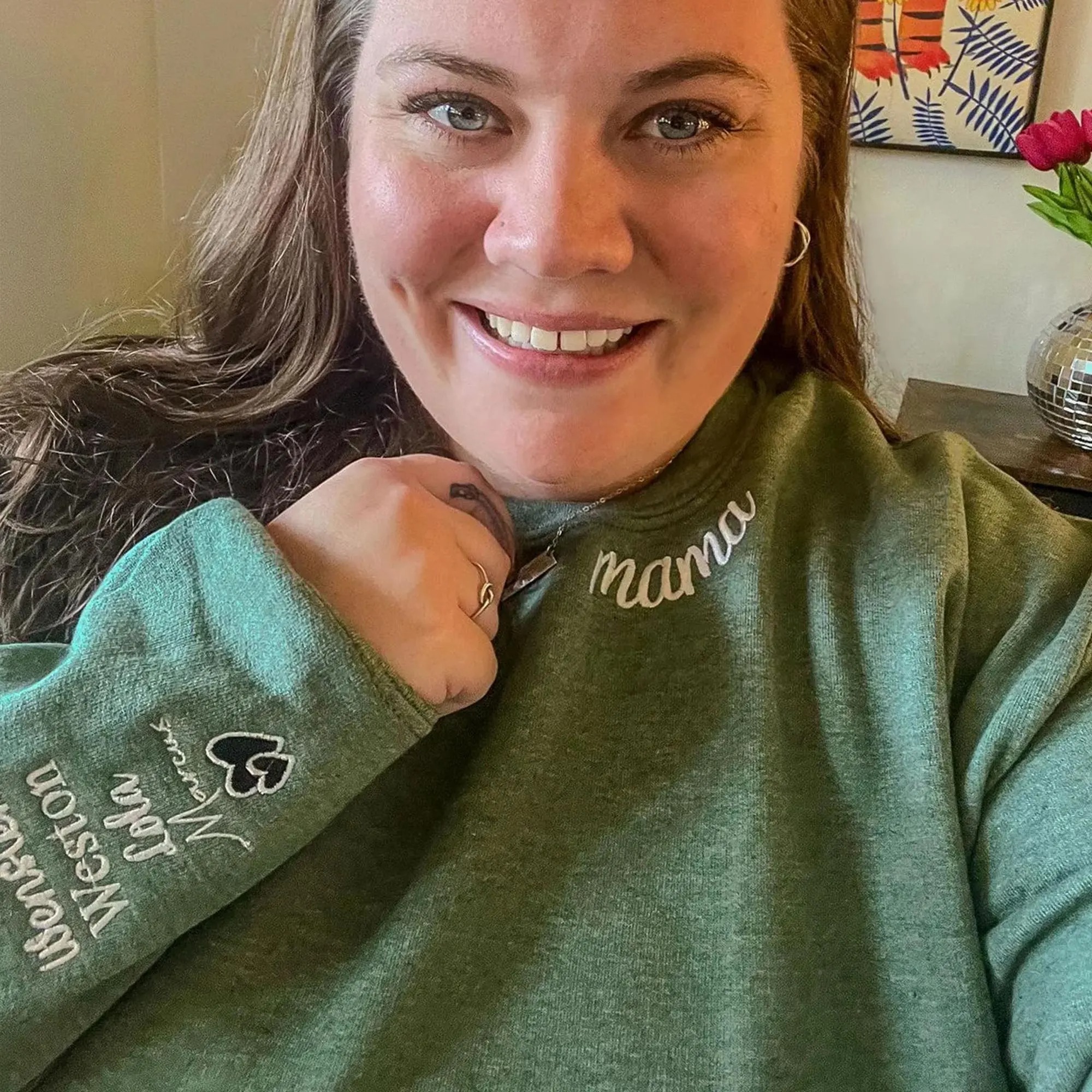 Custom Embroidered Collar & Sleeve Sweatshirt 