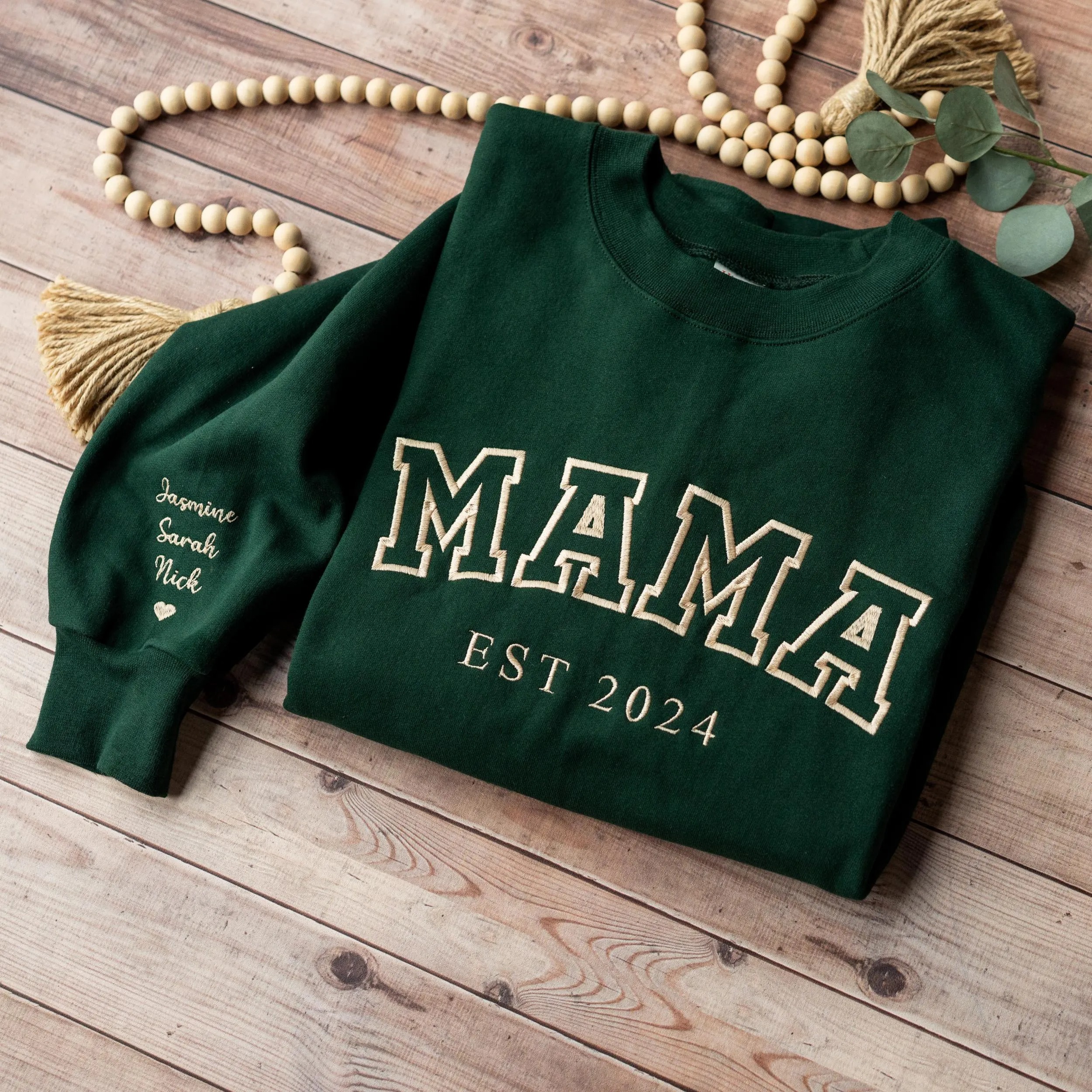 Custom Sleeve Names Crewneck for Mother's Day
