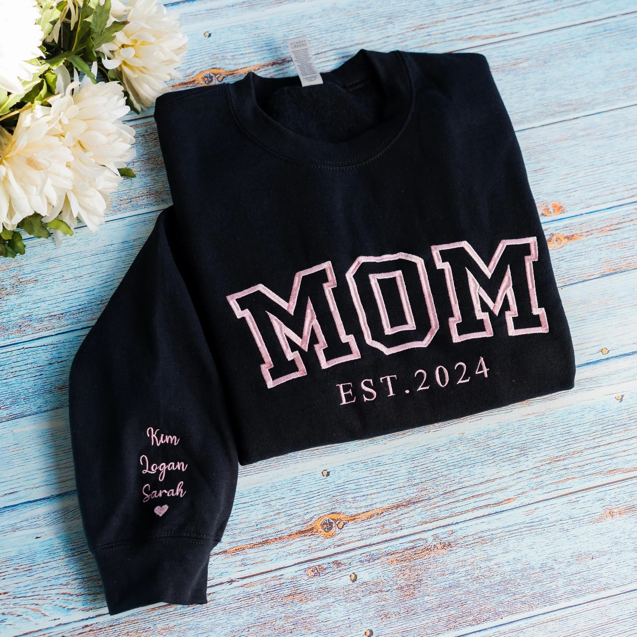 Custom Sleeve Names Crewneck for Mother's Day