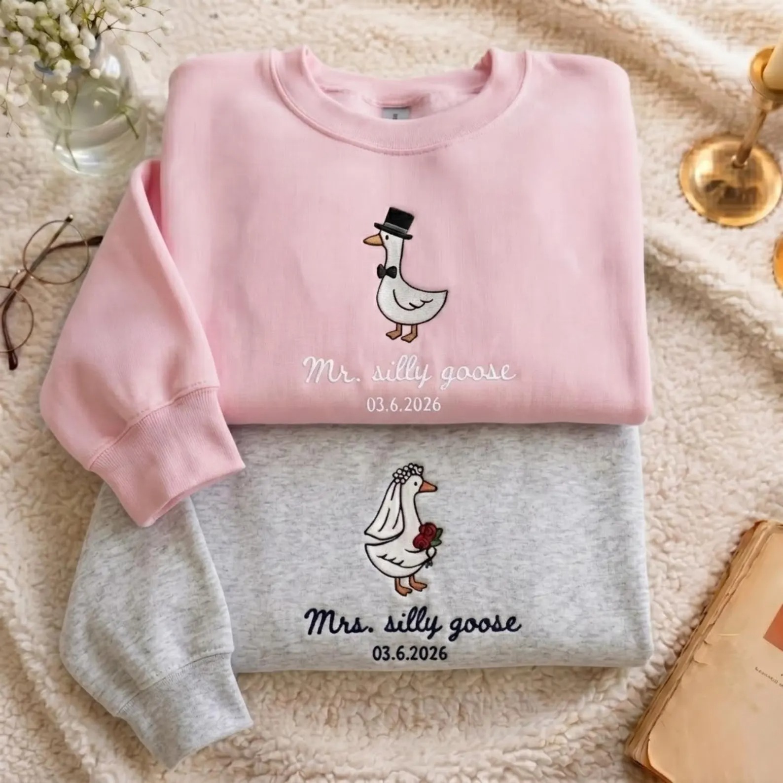 Embroidered Mr And Mrs Silly Goose Sweatshirt