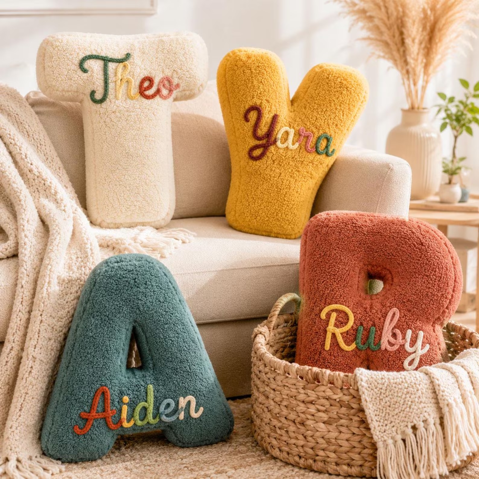 Personalized Letter Pillow, Custom Name Pillow, Handmade Alphabet Cushion, Nursery Decor, Kids Room Decor, Unique Home Gift