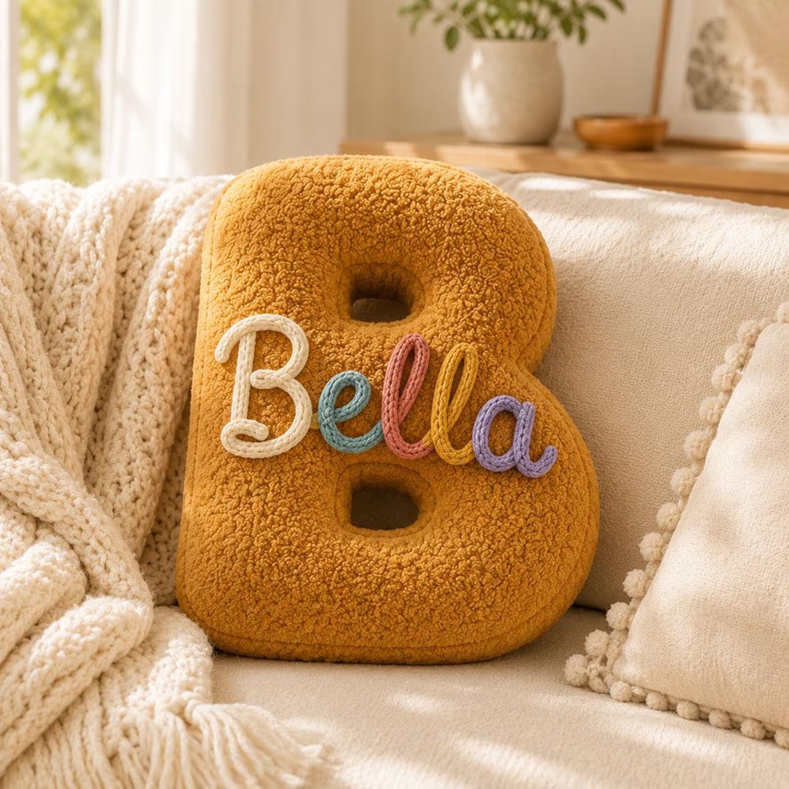 Personalized Letter Pillow, Custom Name Pillow, Handmade Alphabet Cushion, Nursery Decor, Kids Room Decor, Unique Home Gift