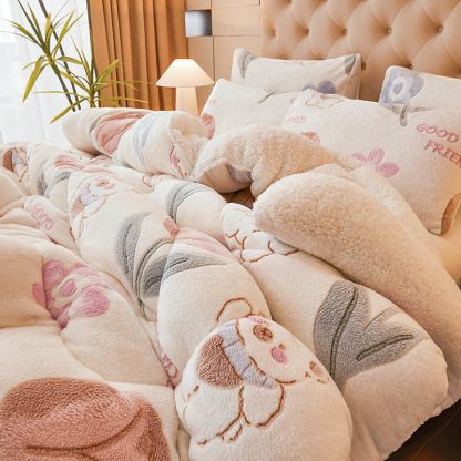 couette d'hiver en polaire laiteuse et en polaire corail