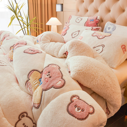 couette d'hiver en polaire laiteuse et en polaire corail