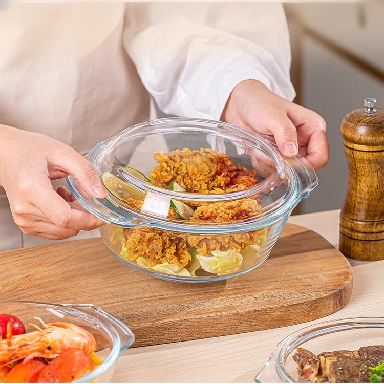 Miska s vysokým krytem z borosilikátového skla