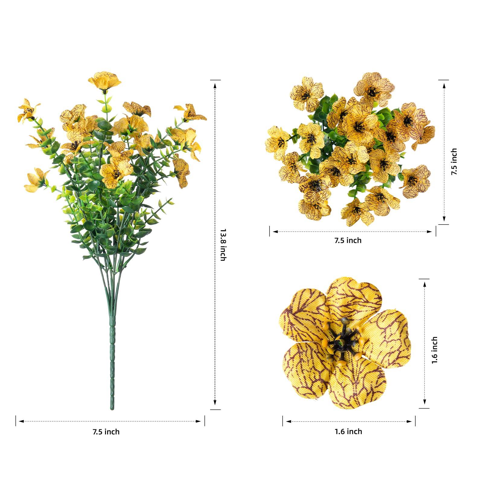Marguerites artificielles en soie de 35 cm avec eucalyptus, 12 bouquets - 4 couleurs assorties