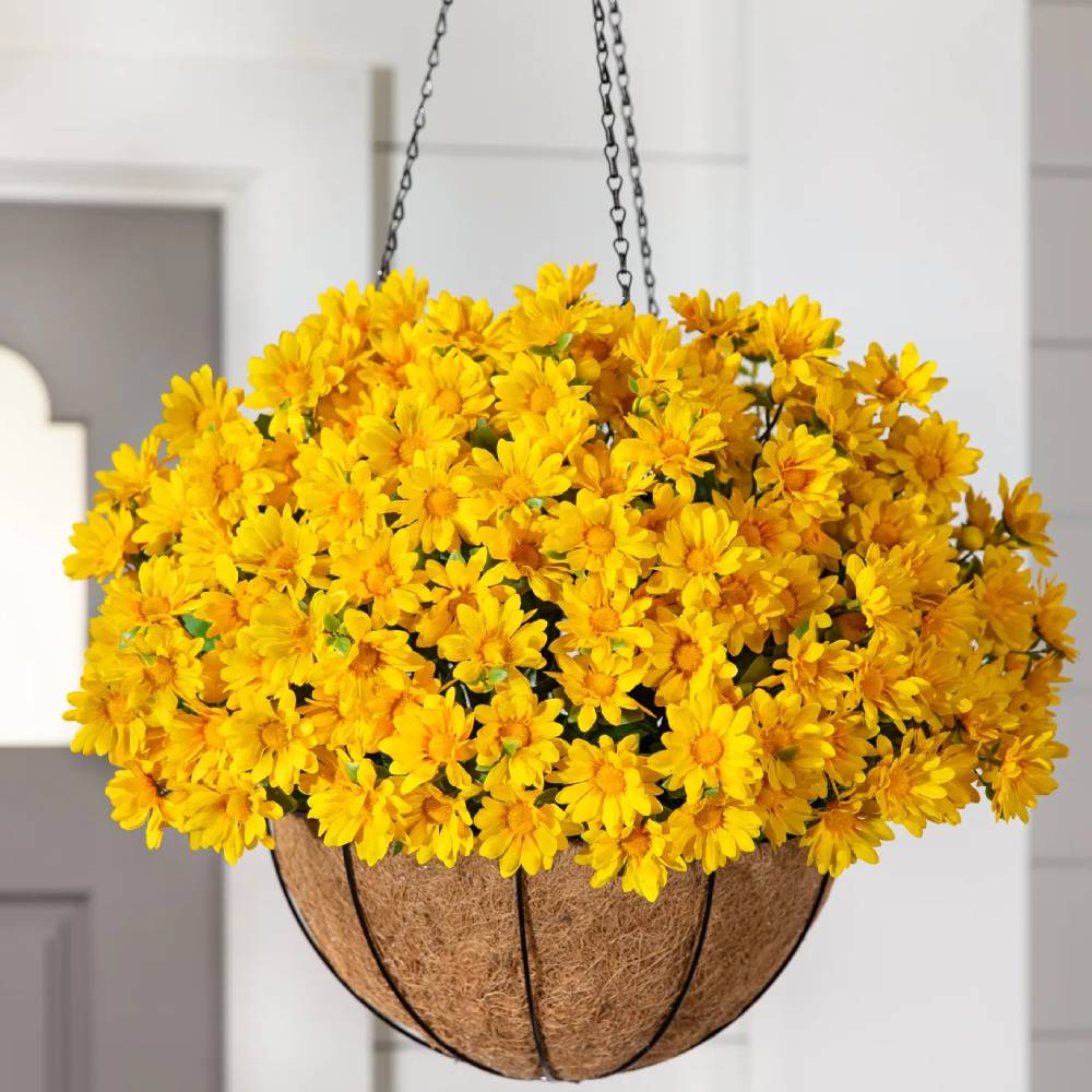 💥Dernier jour seulement ! 2,99 $ l'unité !🌼 - Chrysanthèmes artificiels d'extérieur « Coucher de soleil » - Résistants aux UV, imperméables et coupe-vent