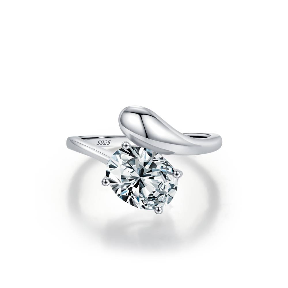 Série Géométrique - Bague unique en moissanite taille ovale