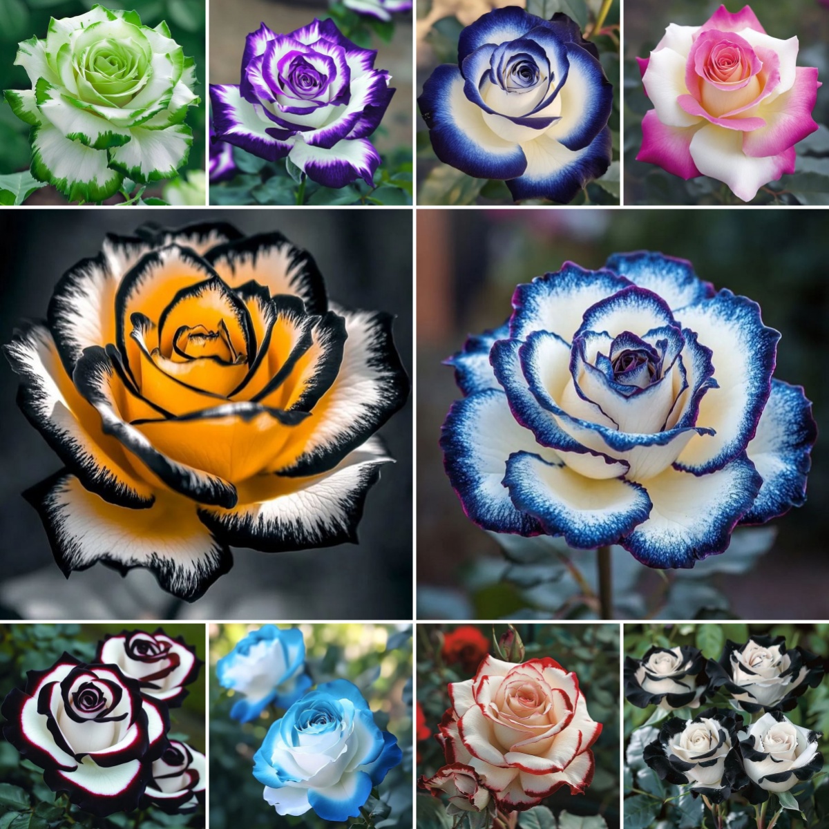 🌹Rose lune bleue rare et rose multicolore avec dentelle de pétales🌈