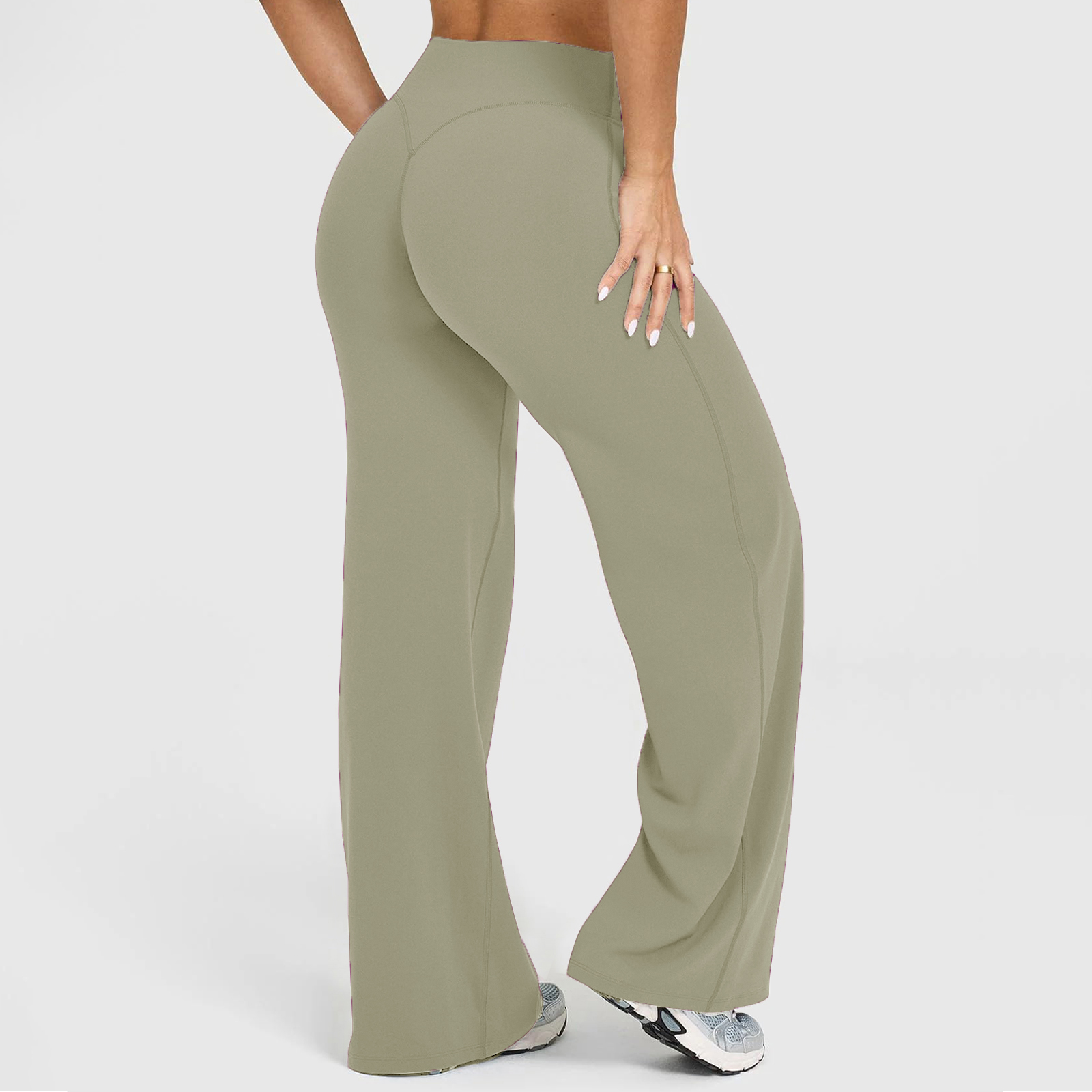 GVOULL Workout Leggings Womens No Front Seam Straight Leggings Wide Leg Leggings High Waist Buttery Eddiy Gym Yoga Pants