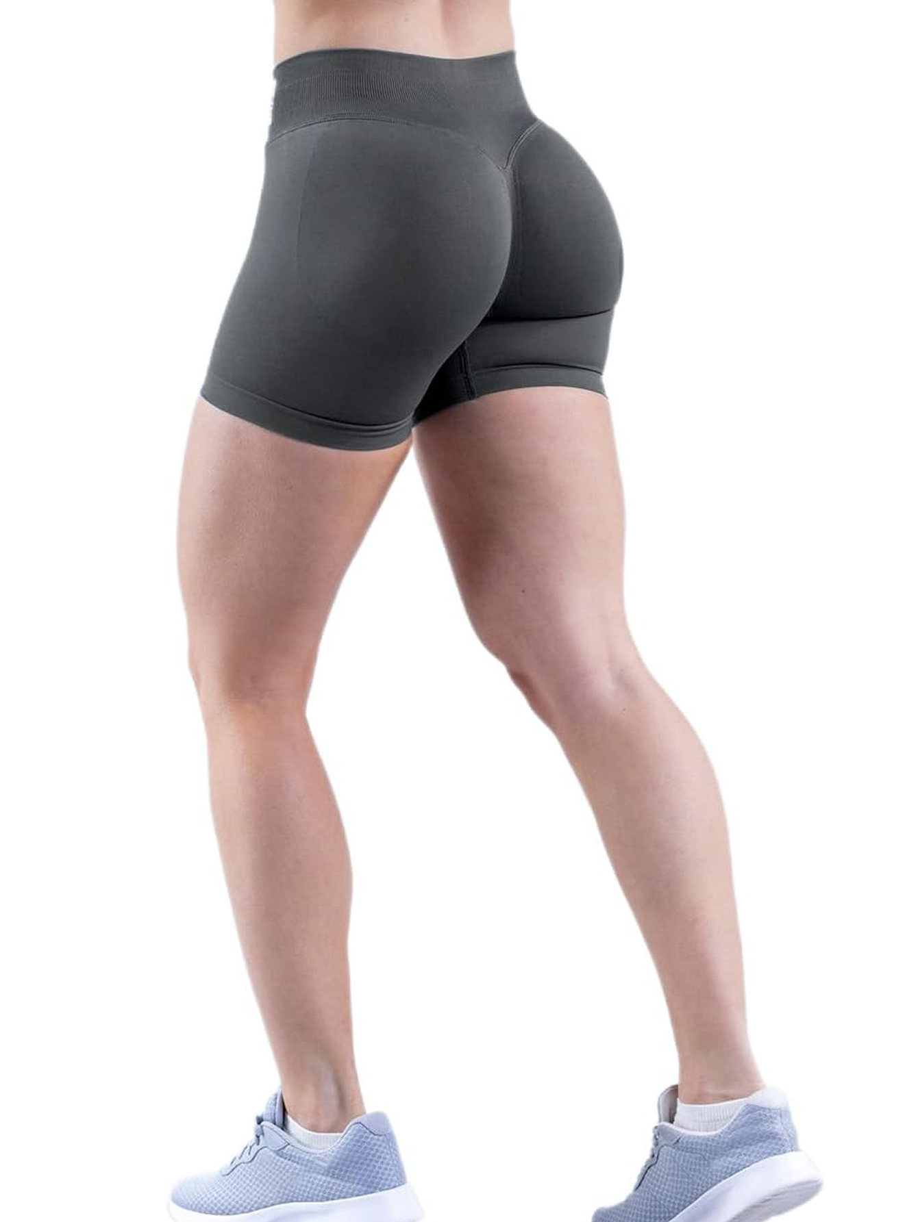 Women Ribbed Wide High Waist Biker Shorts Tummy Control Butt Lifting Workout Gym Shorts