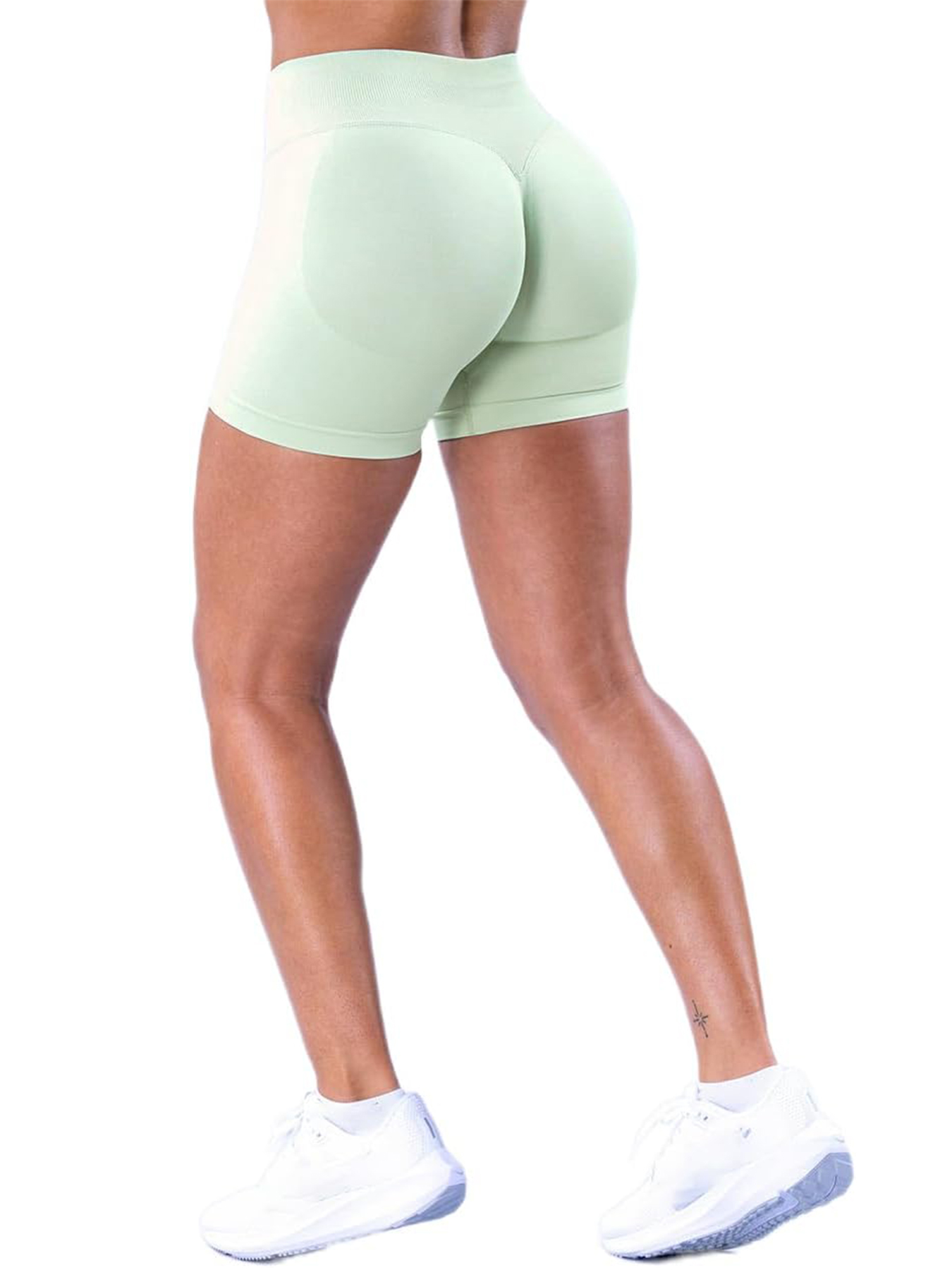 Women Ribbed Wide High Waist Biker Shorts Tummy Control Butt Lifting Workout Gym Shorts