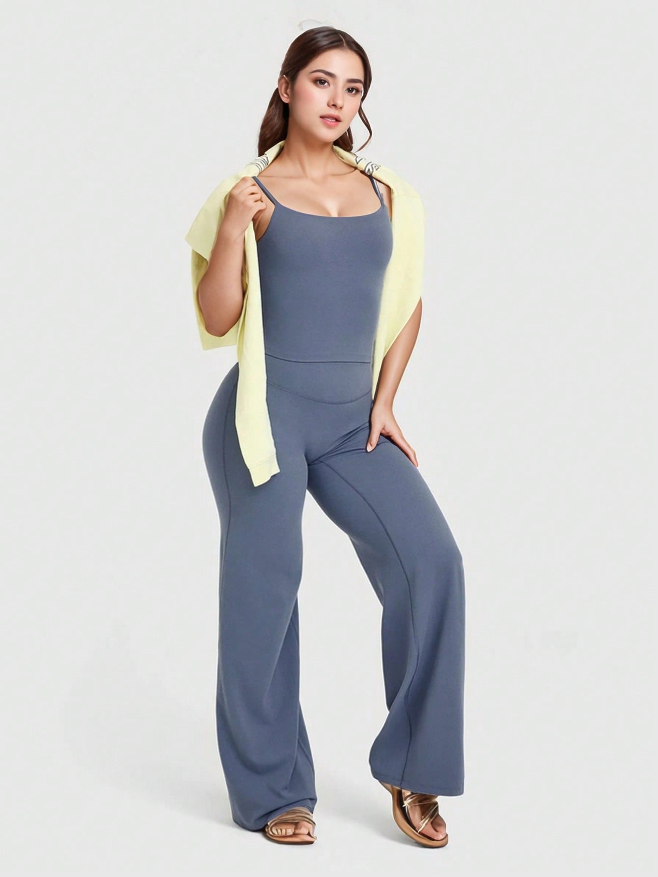 GVOULL Workout Leggings Womens No Front Seam Straight Leggings Wide Leg Leggings High Waist Buttery Eddiy Gym Yoga Pants
