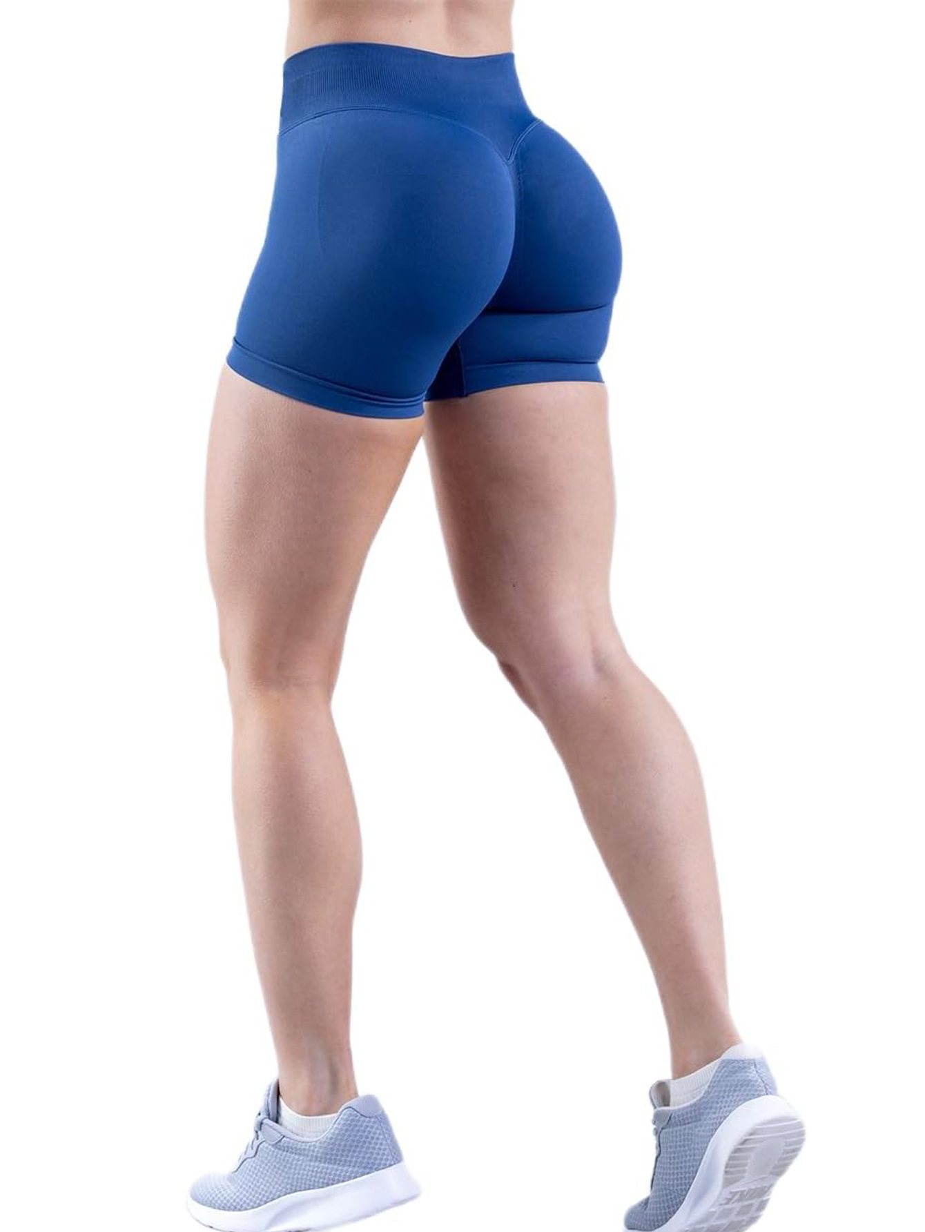 Women Ribbed Wide High Waist Biker Shorts Tummy Control Butt Lifting Workout Gym Shorts