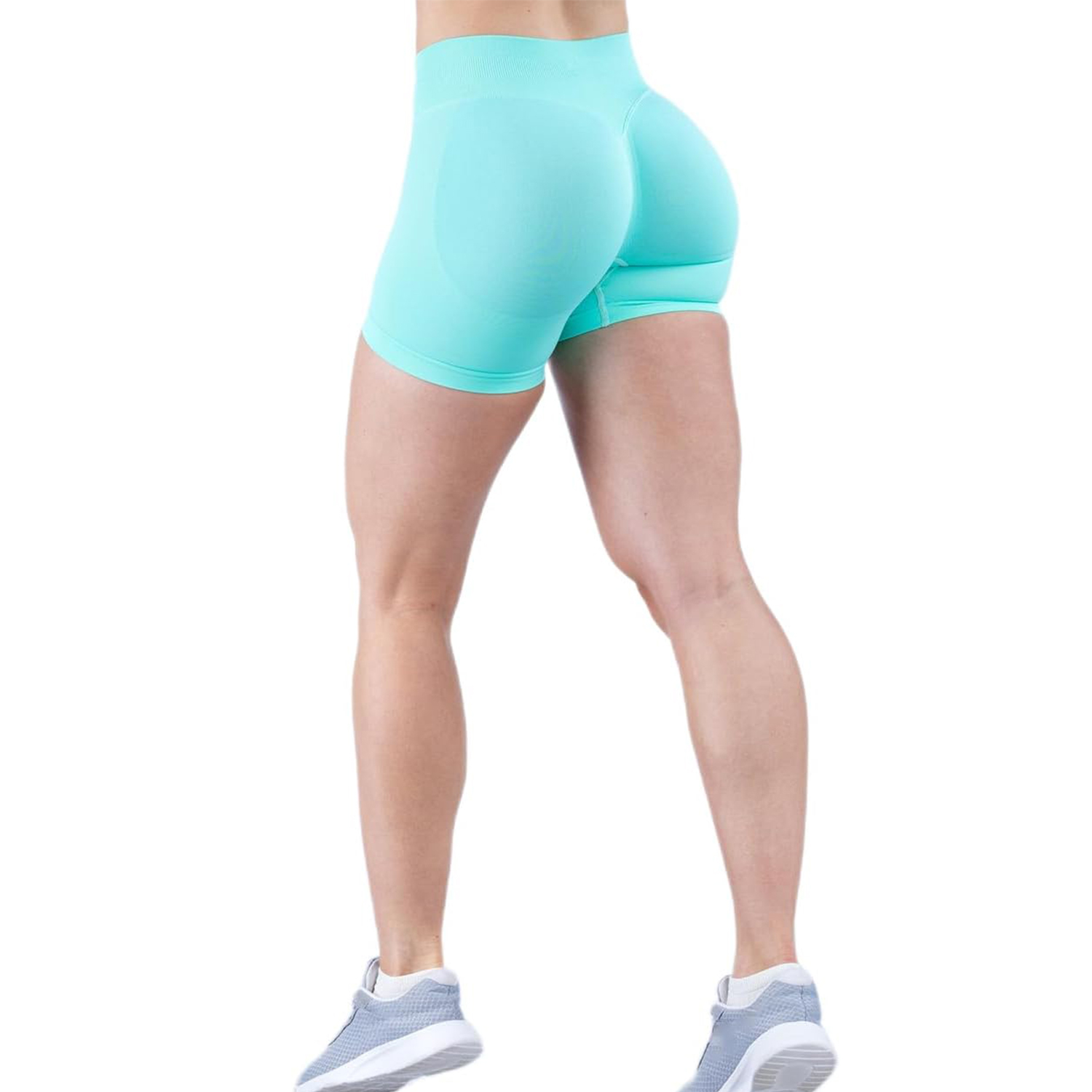 Women Ribbed Wide High Waist Biker Shorts Tummy Control Butt Lifting Workout Gym Shorts
