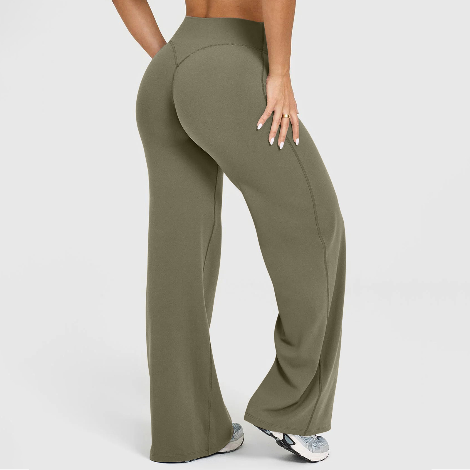 GVOULL Workout Leggings Womens No Front Seam Straight Leggings Wide Leg Leggings High Waist Buttery Eddiy Gym Yoga Pants