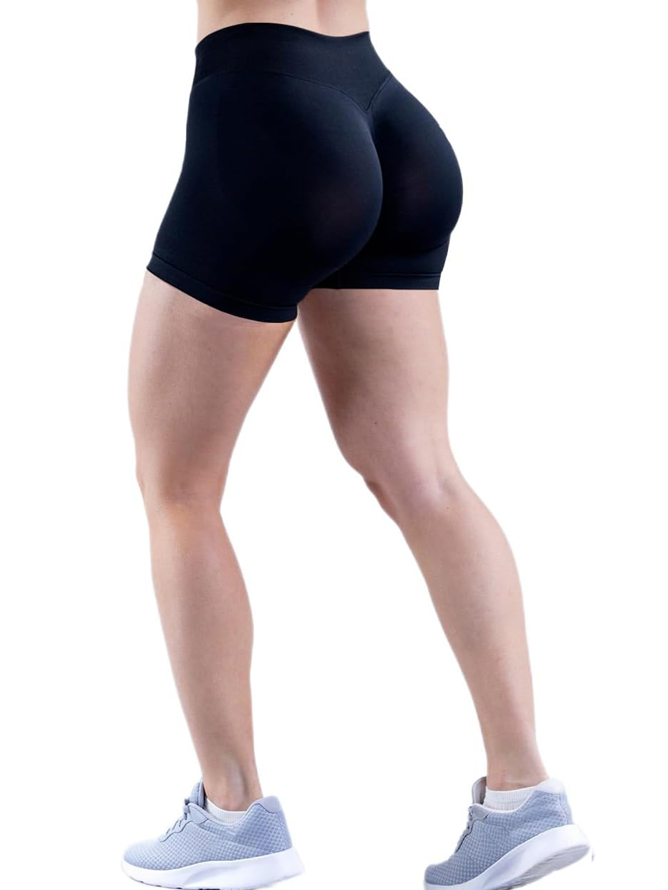 Women Ribbed Wide High Waist Biker Shorts Tummy Control Butt Lifting Workout Gym Shorts