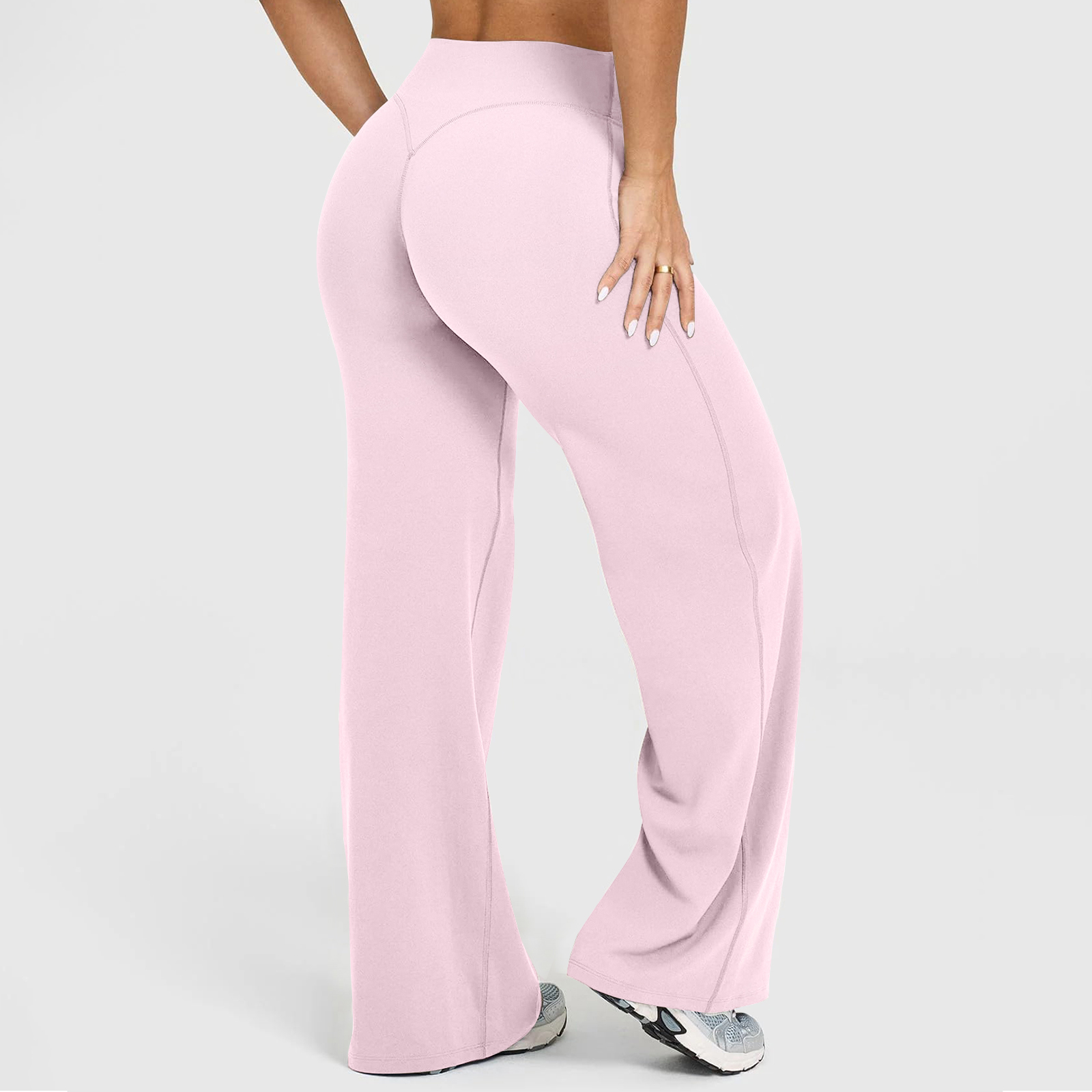 GVOULL Workout Leggings Womens No Front Seam Straight Leggings Wide Leg Leggings High Waist Buttery Eddiy Gym Yoga Pants