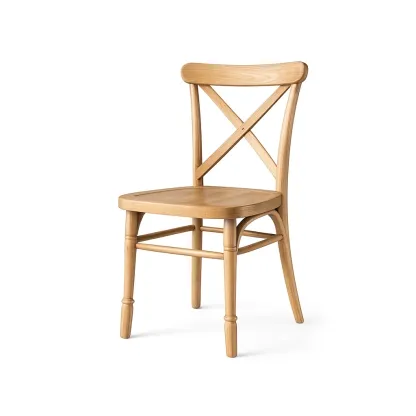 Dining chair Oak Wood with X-Back Design-Furnixio