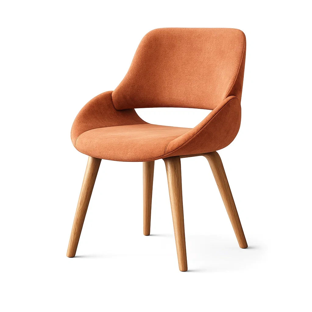 Dining chair Orange Fabric Upholstered with Oak Legs-Furnixio