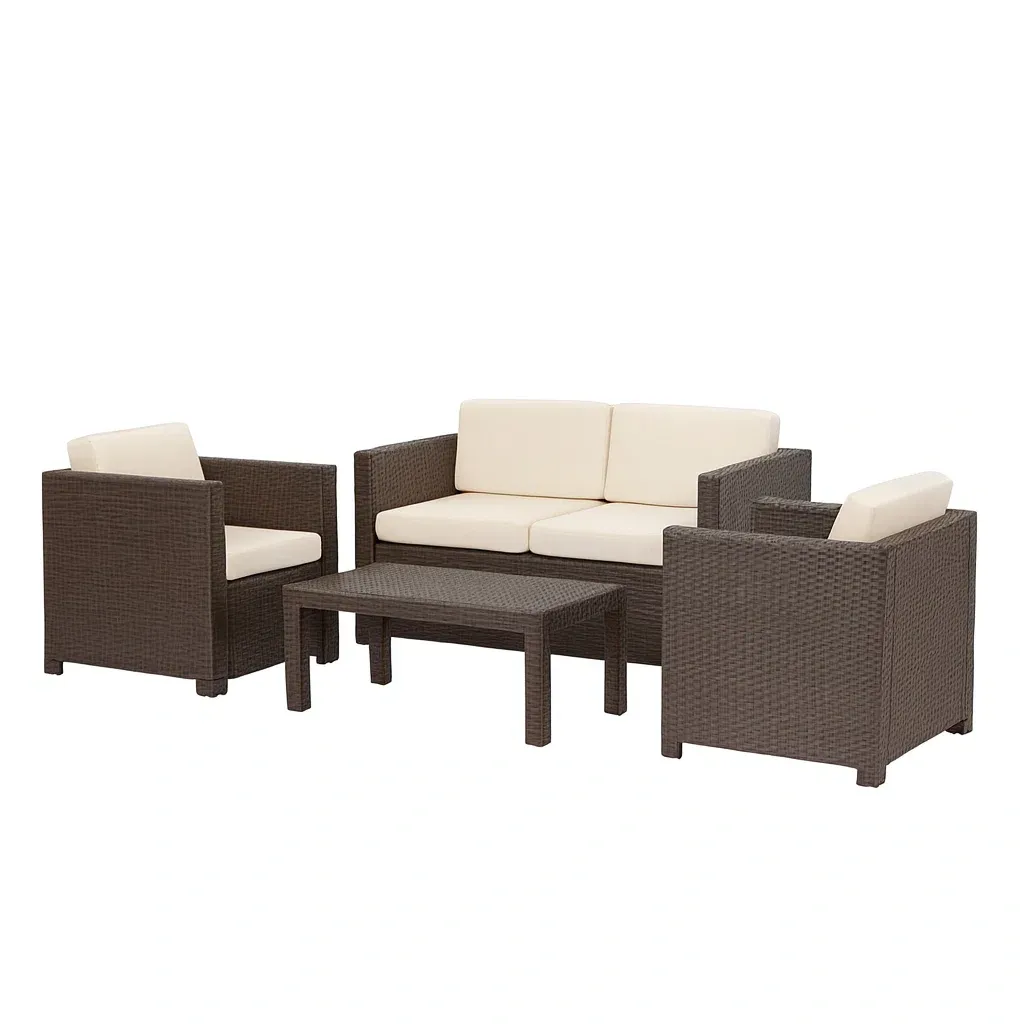 Conversation set Outdoor 4-Piece Rattan Sofa with Cushions-Furnixio