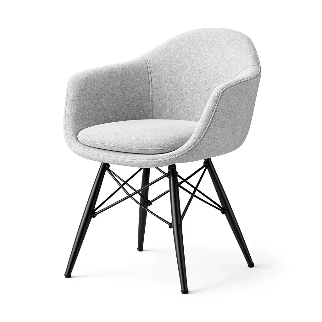 Dining chair Grey Upholstered Armchair with Metal Legs-Furnixio