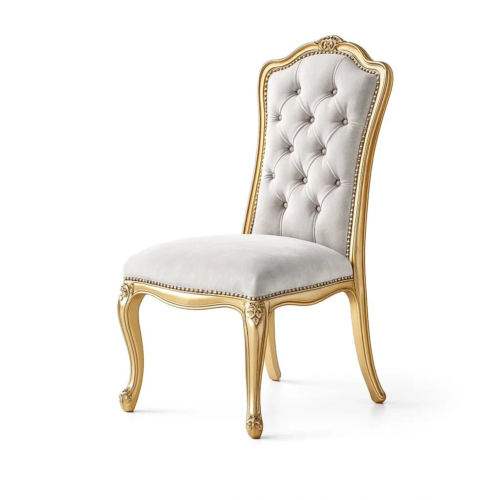 Dining chair Velvet Upholstered with Carved Wood Frame-Furnixio