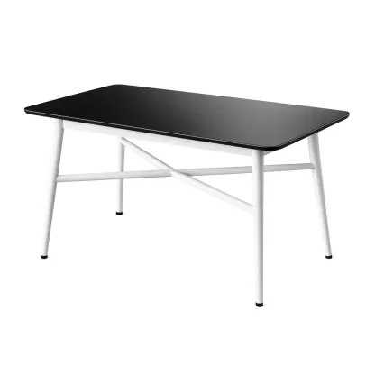 Dining table Rectangular Black Top with White Metal Legs-Furnixio