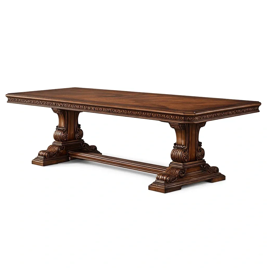 Dining table Carved Wood Brown 240x100x76 cm-Furnixio