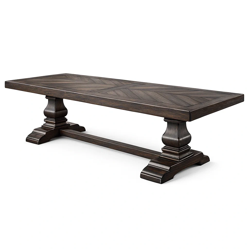 Coffee Table Rectangular Wooden Dark Brown Solid Wood-Furnixio