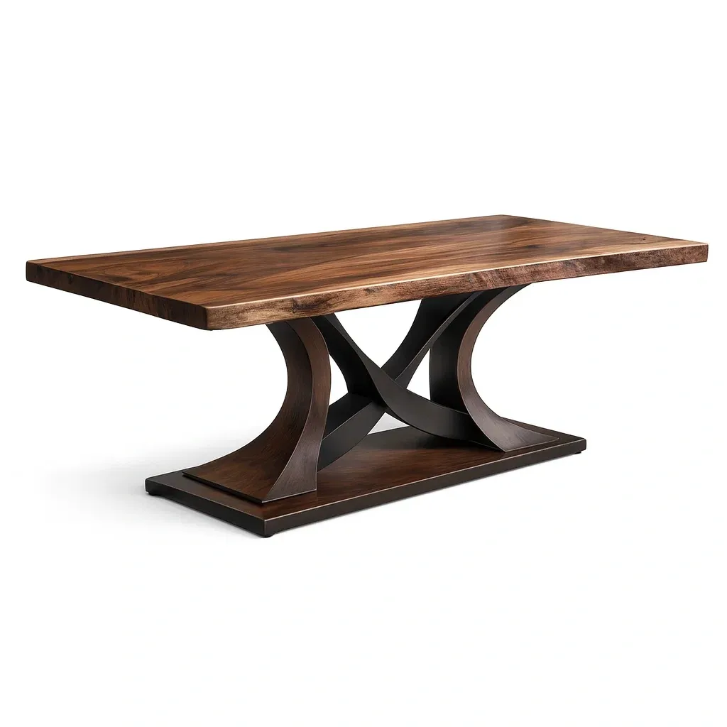 Dining table Solid Wood Rectangular with Metal Base 200x100x76 cm-Furnixio