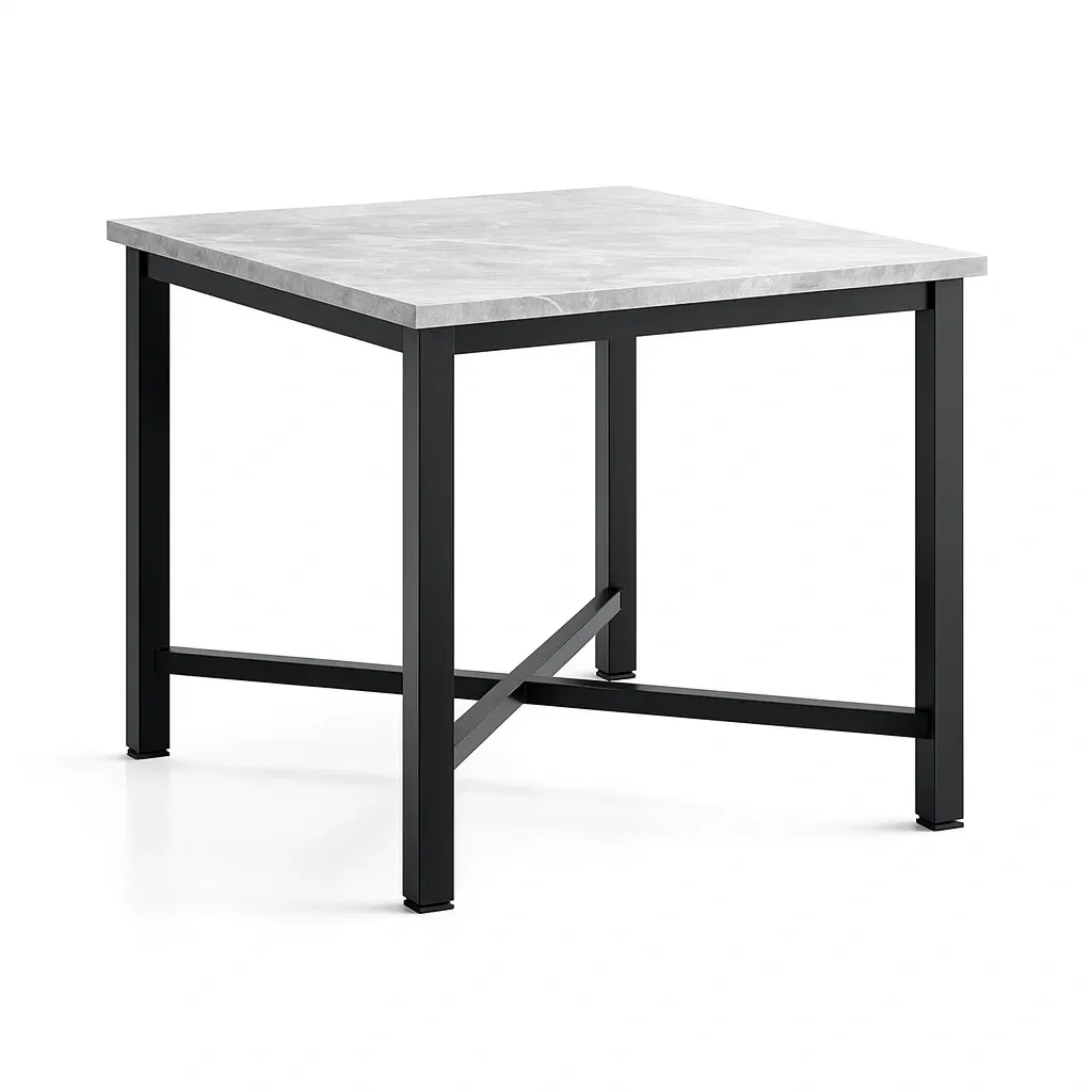 Dining table Square Marble Effect Top with Metal Frame-Furnixio