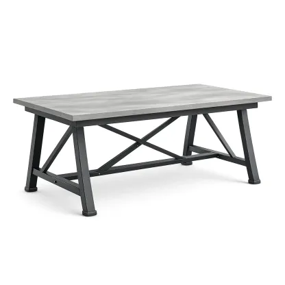 Table Rectangular Concrete Top Coffee with Metal Frame 120x60x45 cm-Furnixio