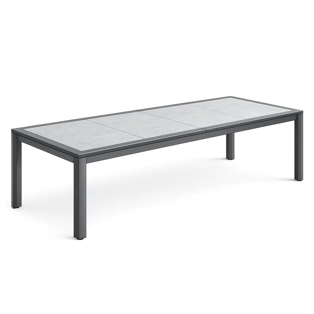 Table Extendable Outdoor Dining Grey Aluminium Ceramic Top-Furnixio