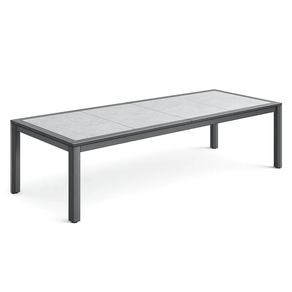 Table Extendable Outdoor Dining Grey Aluminium Ceramic Top-Furnixio