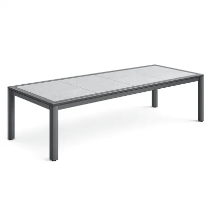 Table Extendable Outdoor Dining Grey Aluminium Ceramic Top-Furnixio