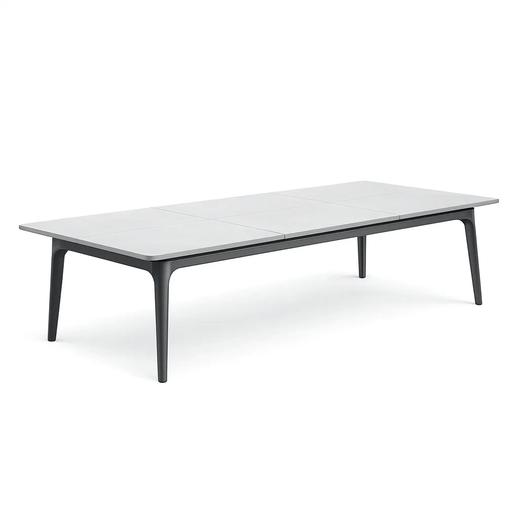Table Rectangular Extendable Dining with White Ceramic Top and Metal Legs 200x90x75cm-Furnixio