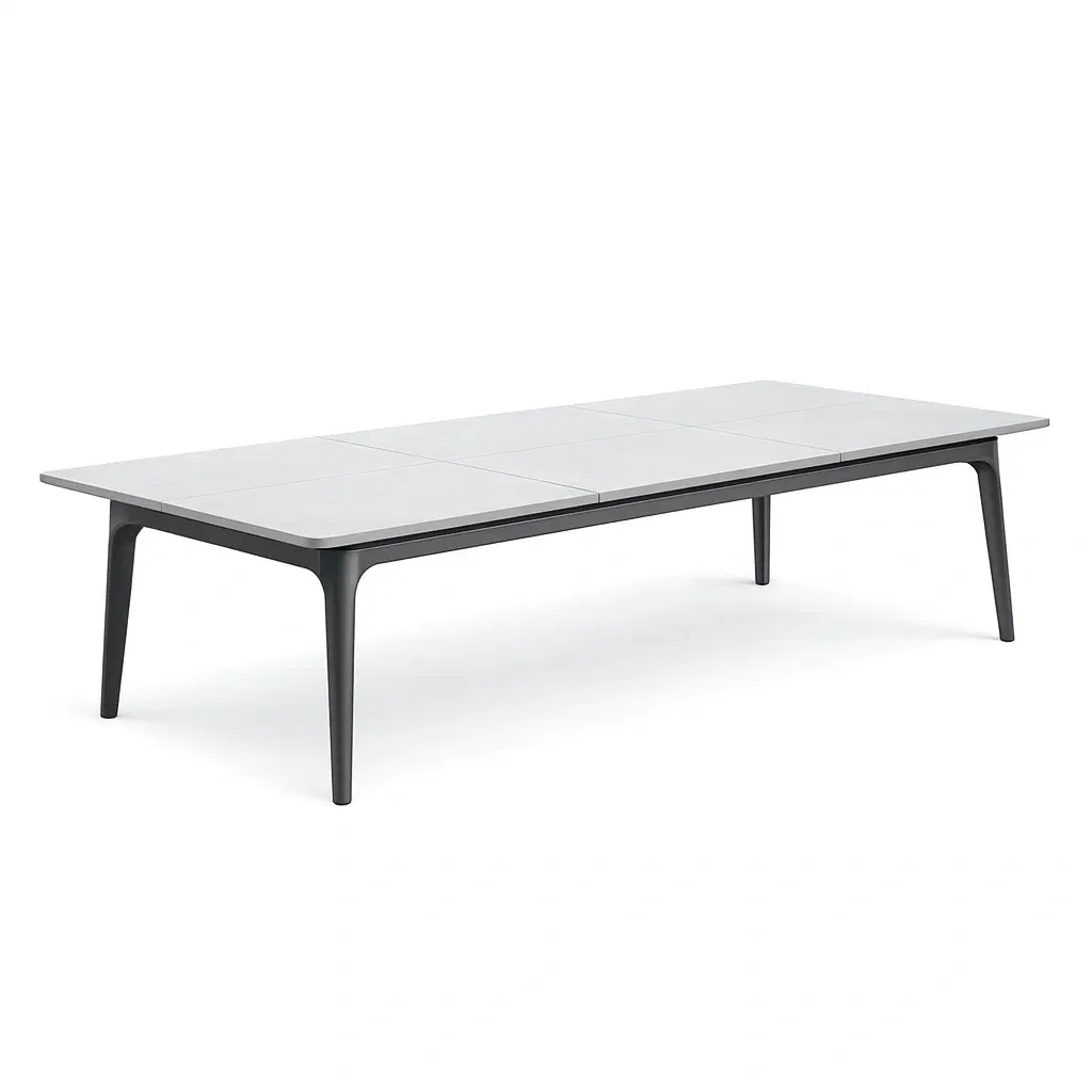 Table Rectangular Extendable Dining with White Ceramic Top and Metal Legs 200x90x75cm-Furnixio
