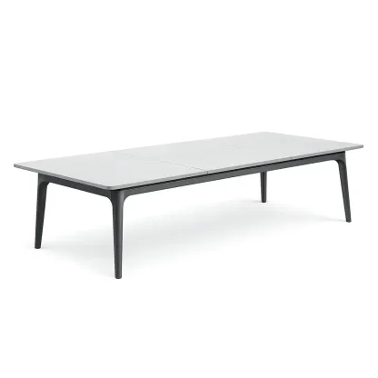 Table Rectangular Extendable Dining with White Ceramic Top and Metal Legs 200x90x75cm-Furnixio