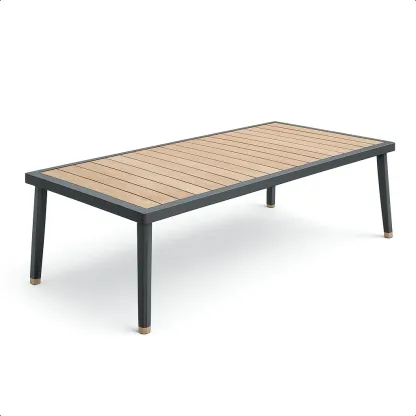 Table Aluminium and Acacia Rectangular Outdoor Dining-Furnixio