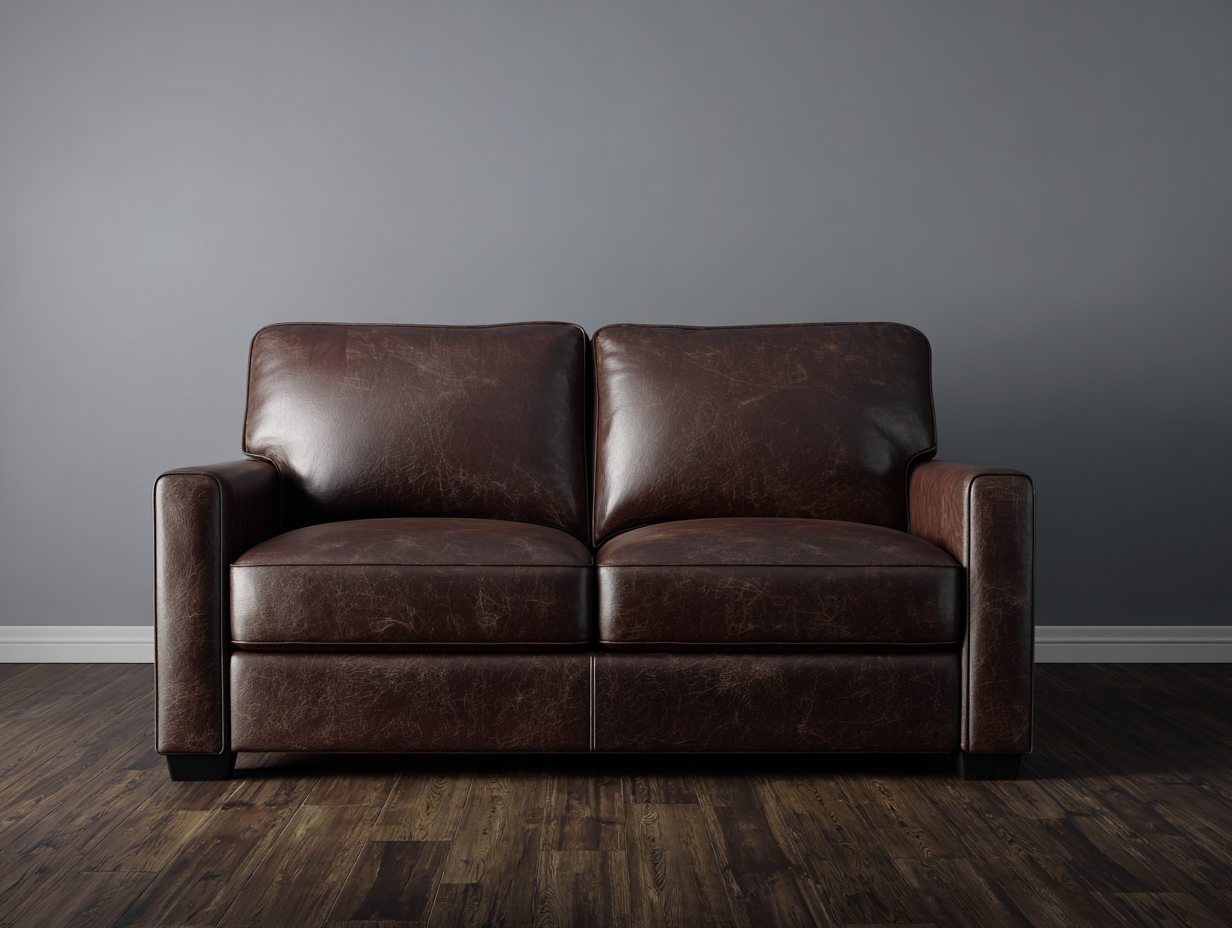 2-Sitzer Sofa aus Echtleder 158x88x80cm - Dunkelbraun - für Wohnzimmer - klassisches Design