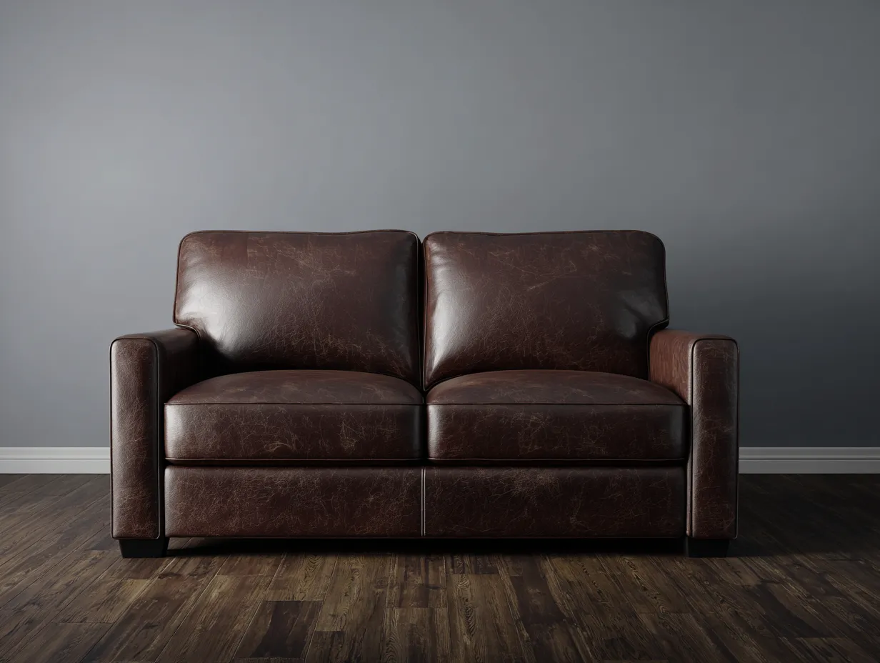 2-Sitzer Sofa aus Echtleder 158x88x80cm - Dunkelbraun - für Wohnzimmer - klassisches Design