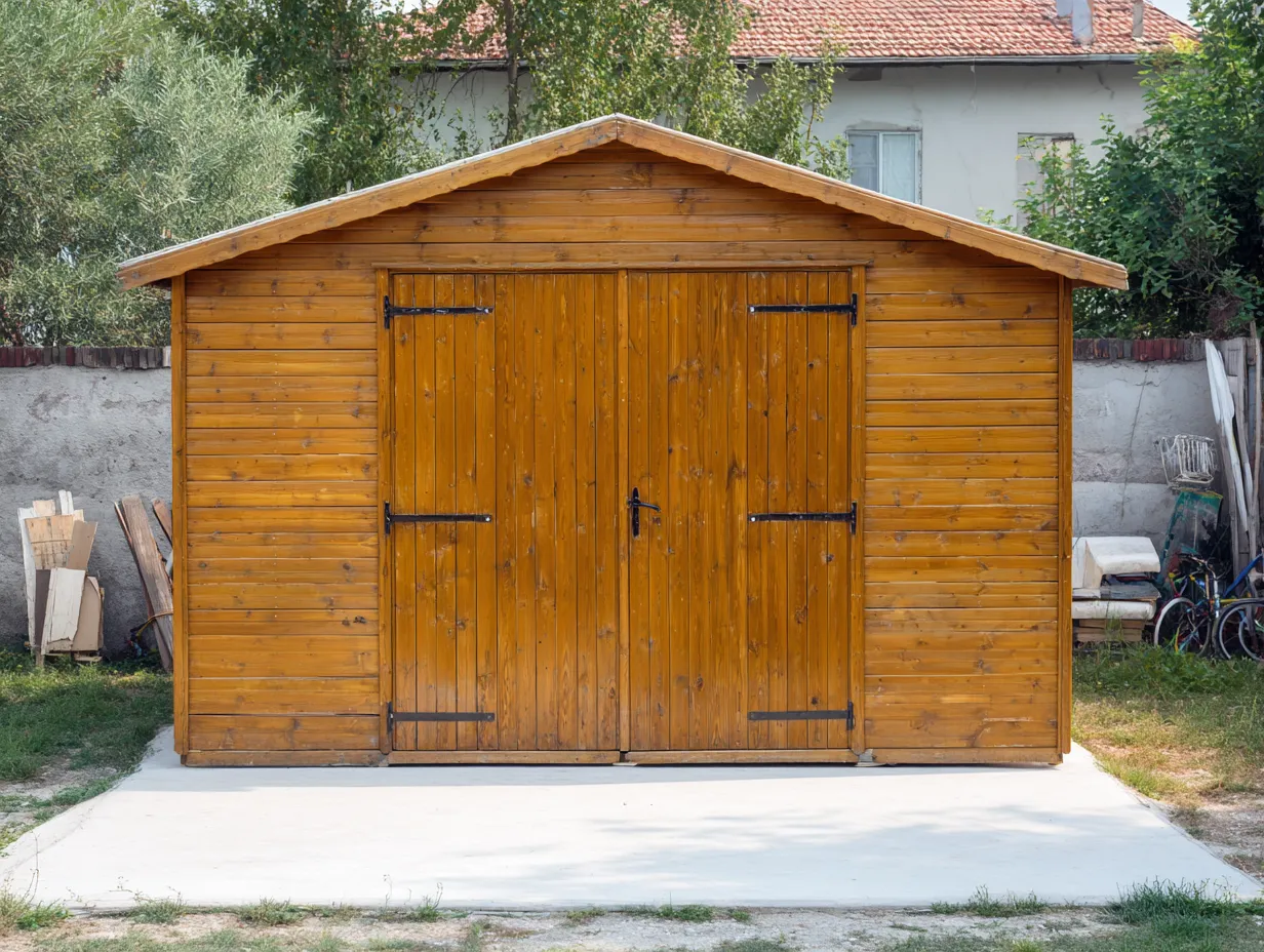 Gartenschuppen Holz 300x250x240cm - Honigbraun - für Garten - Satteldach mit Doppeltür