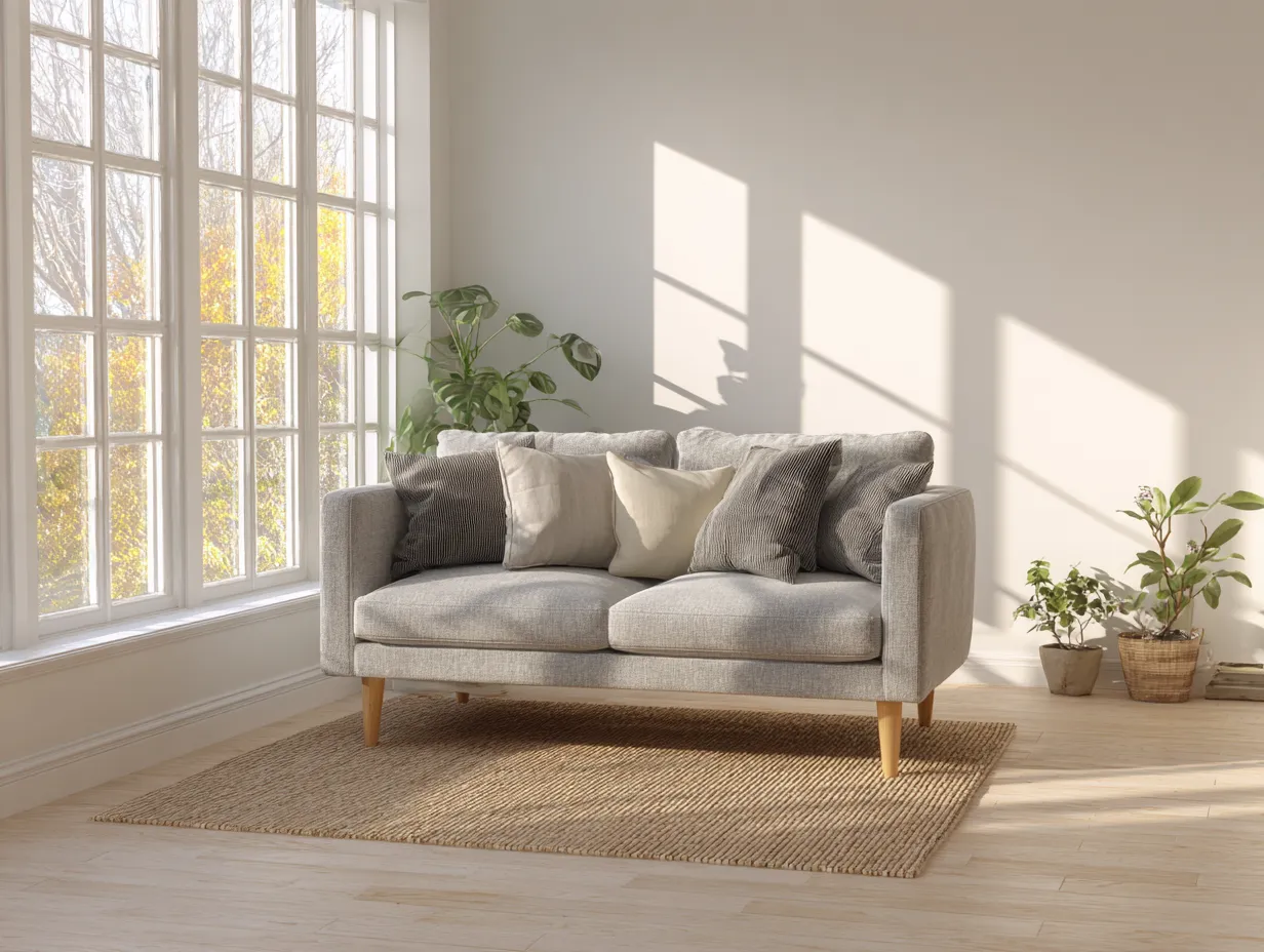 2-Sitzer Sofa aus Stoff 160x85x82cm - Hellgrau - für Wohnzimmer - moderner Stil