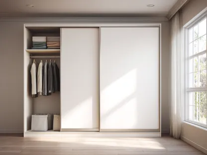 Schwebetürenschrank Holzwerkstoff 200x60x220cm - weiß - für Schlafzimmer - platzsparendes Design