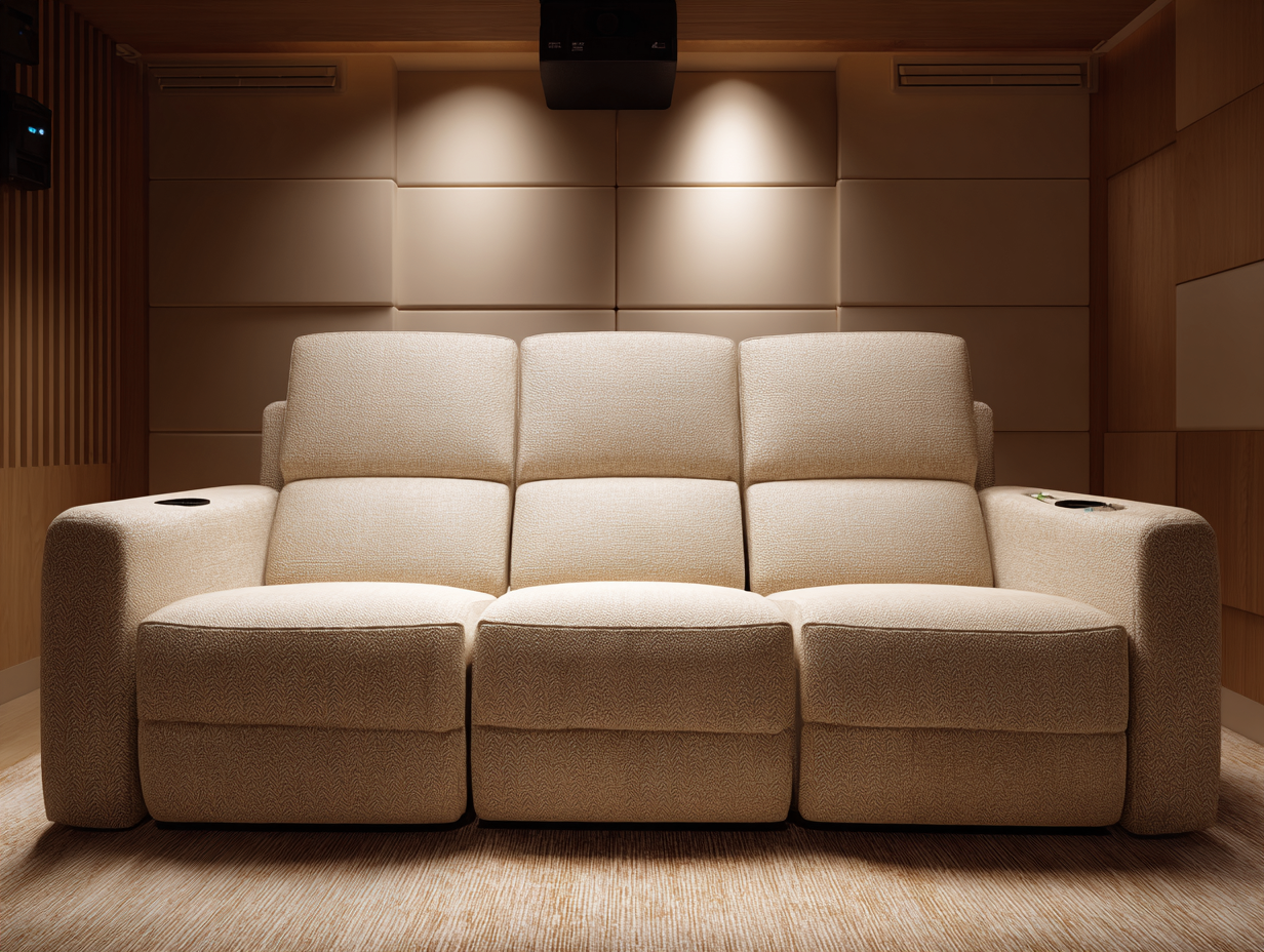 3-Sitzer Relaxsofa Stoff 220x95x100cm - Beige - für Wohnzimmer - modernes Komfortdesign