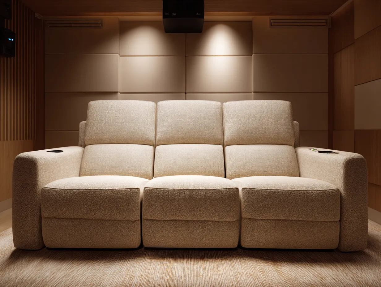 3-Sitzer Relaxsofa Stoff 220x95x100cm - Beige - für Wohnzimmer - modernes Komfortdesign