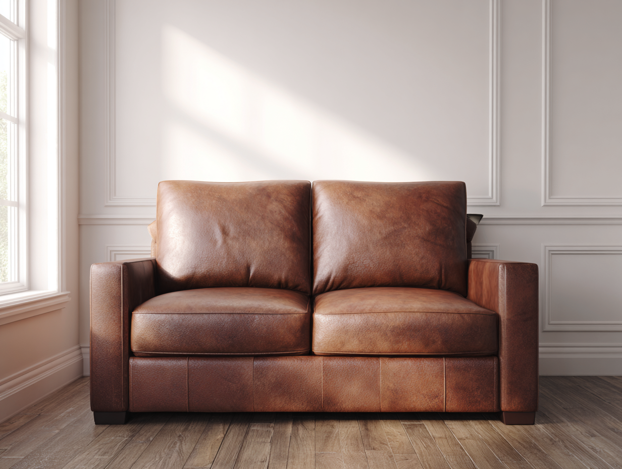 2-Sitzer Sofa aus Echtleder 158x90x82cm - Braun - für Wohnzimmer - klassischer Stil