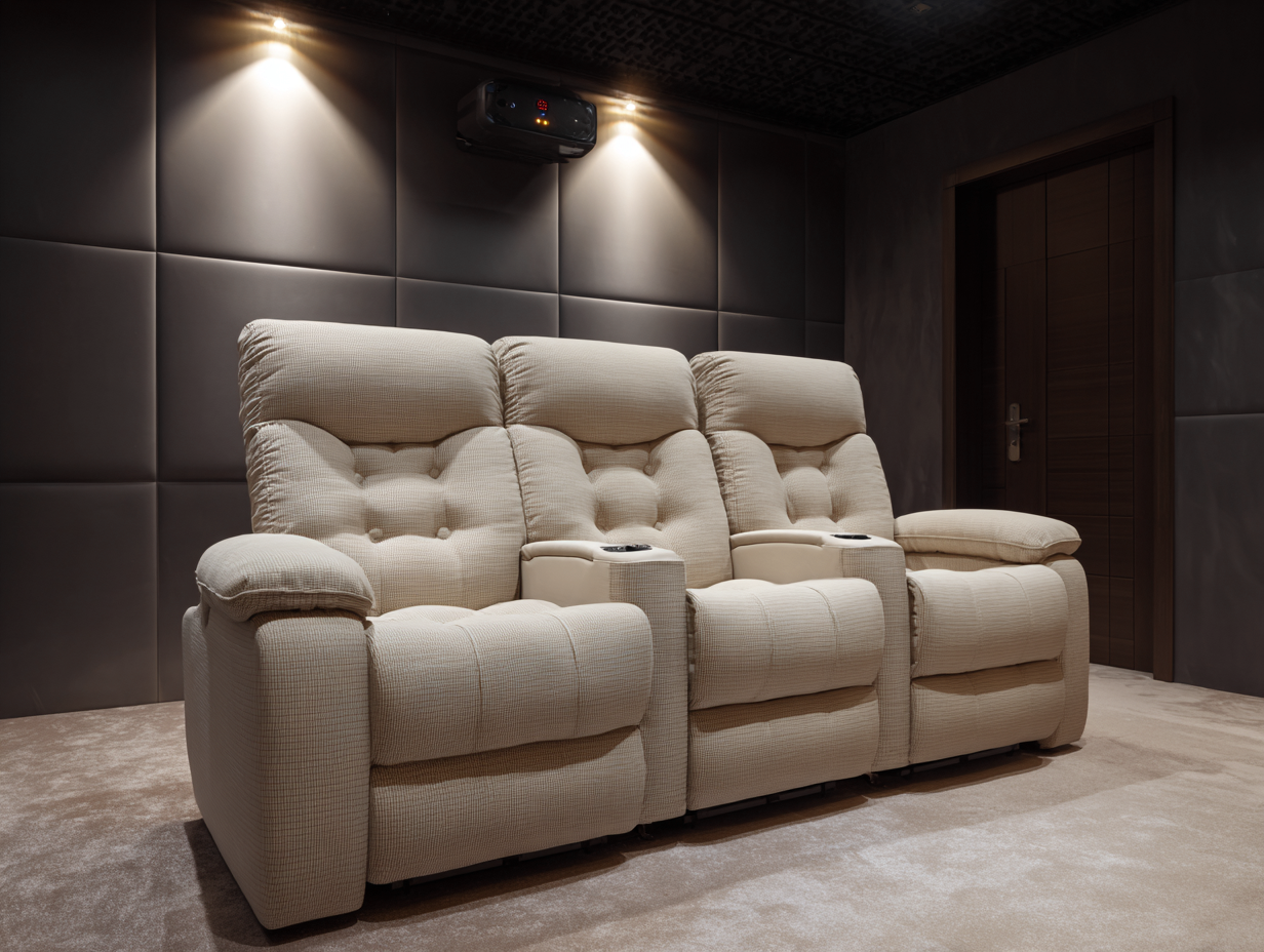 3-Sitzer Relaxsofa Stoff 210x95x105cm - beige - für Wohnzimmer - verstellbare Sitzfunktion