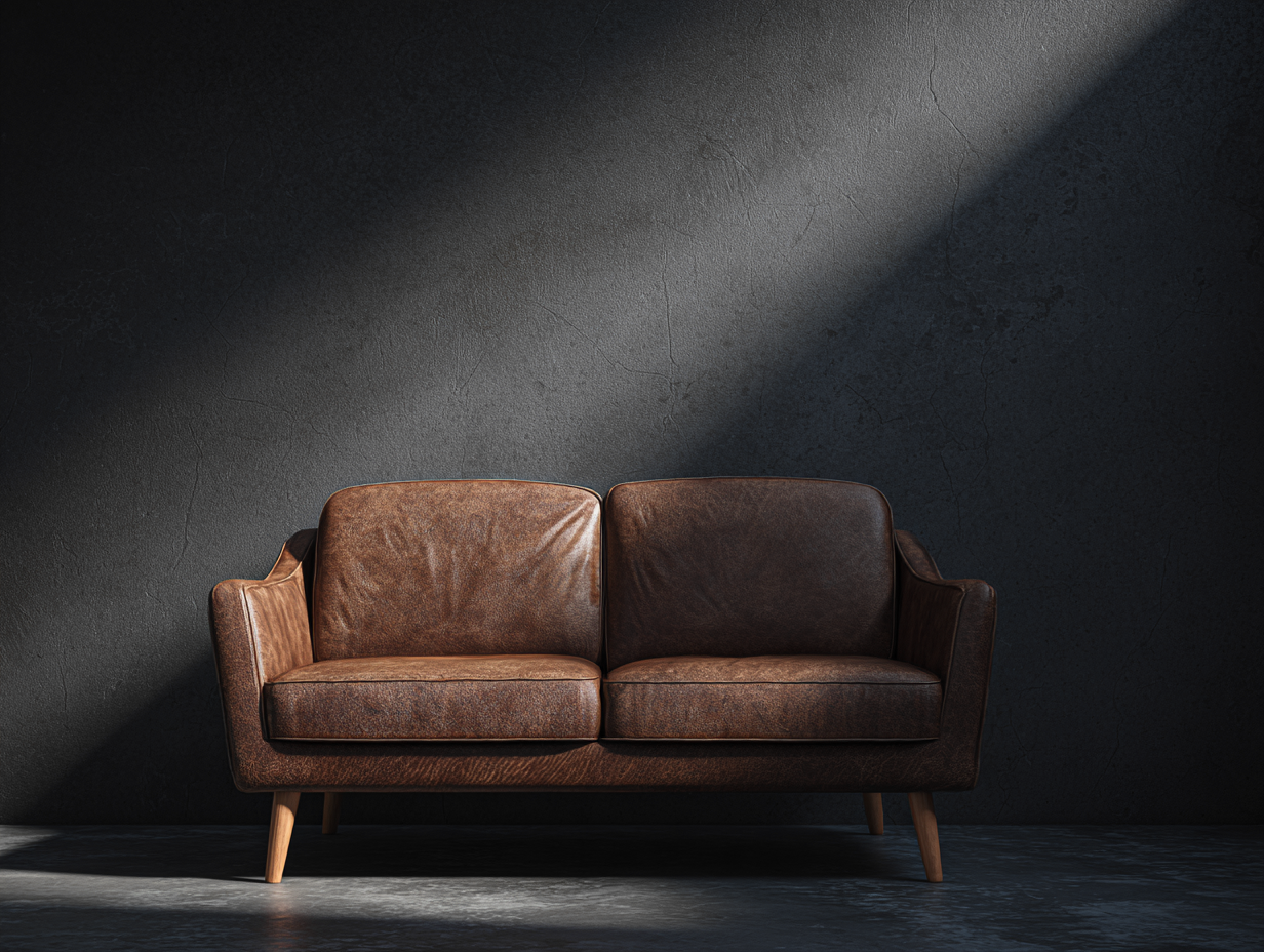 2-Sitzer Sofa aus Kunstleder 160x85x82cm - Braun - für Wohnzimmer - modernes Design